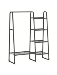 LEDREM Clothes Rail, Freestanding Clothes Rack, 5 Storage Shelves, Metal Frame, 40 X 101.7 X 153.3 Cm, Matte Black - thumbnail 4