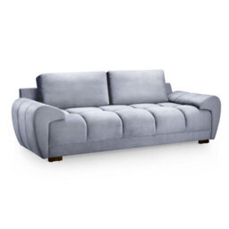 Furnishings For Less UK Zura Grey Plush Velvet Large 3 Seater Sofa Pillow Back Wooden Legs - thumbnail 3