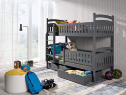 Arte Graphite Ignas Bunk Bed With Secure Railings & Storage - Compact Design (H1560mm W1980mm D980mm) - thumbnail 2