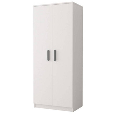 Arte Smyk 06 White Matt Hinged Wardrobe W800mm H1930mm D500mm With Sophisticated Grey Handles - image 1