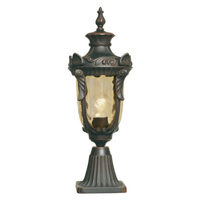 Luminosa Lighting Elstead Philadelphia 1 Light Medium Outdoor Pedestal Lantern Old Bronze Ip44, E27 - image 1