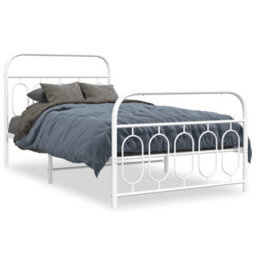 Berkfield Metal Bed Frame Without Mattress With Footboard White 107X203Cm - thumbnail 2