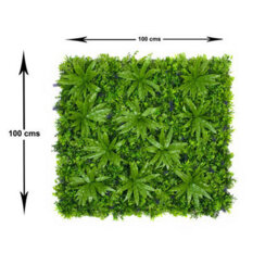 GreenBrokers Artificial Premium Green Wall Hedge With Clover Leaf Foliage Flowers (1M X 1M) - Uv Stable Vertical Garden - thumbnail 2