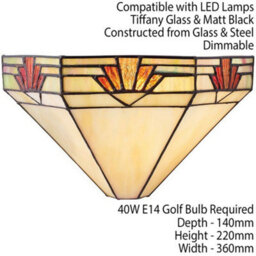 Tiffany Glass Wall Light Rich Cream & Gold Pendant Shade Interior Sconce I00256 - thumbnail 2