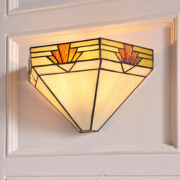 Tiffany Glass Wall Light Rich Cream & Gold Pendant Shade Interior Sconce I00256 - thumbnail 4