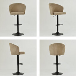 Lakeland Furniture Novara Fawn Brown Fabric Black Gas Lift Base Bar Stool - thumbnail 2