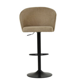 Lakeland Furniture Novara Fawn Brown Fabric Black Gas Lift Base Bar Stool