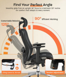 Ergonomic Mesh Office Chair With Headrest, Lumbar Support, 3D Armrests, Adjustable Height, Reclining High Back Swivel Desk Chair - thumbnail 3