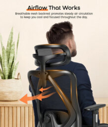 Ergonomic Mesh Office Chair With Headrest, Lumbar Support, 3D Armrests, Adjustable Height, Reclining High Back Swivel Desk Chair - thumbnail 7