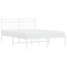 Berkfield Metal Bed Frame With Headboard White 135X190 Cm - thumbnail 3
