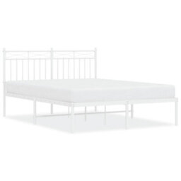 Berkfield Metal Bed Frame With Headboard White 135X190 Cm - thumbnail 2