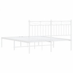 Berkfield Metal Bed Frame With Headboard White 135X190 Cm - thumbnail 7
