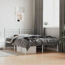 Berkfield Metal Bed Frame With Headboard White 135X190 Cm - thumbnail 1