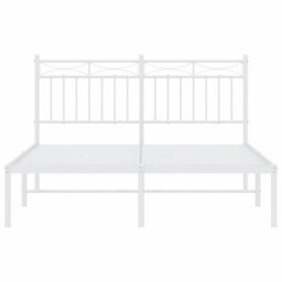 Berkfield Metal Bed Frame With Headboard White 135X190 Cm - thumbnail 5
