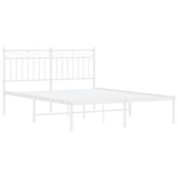 Berkfield Metal Bed Frame With Headboard White 135X190 Cm - thumbnail 4