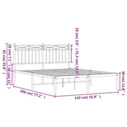 Berkfield Metal Bed Frame With Headboard White 135X190 Cm - thumbnail 9