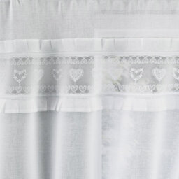 "Tyrone Textiles Lucy Embroidered Heart Kitchen Window Set Curtain Pair With Frill Edging And Matching Tie Backs (White,54""(137Cm))" - thumbnail 3