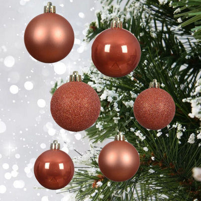 Decoris 30 Orange Baubles Christmas Tree Decorations Spiced Pumpkin Hanging Ornaments - image 1