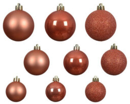 Decoris 30 Orange Baubles Christmas Tree Decorations Spiced Pumpkin Hanging Ornaments - thumbnail 3