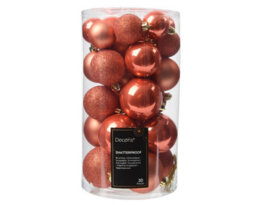 Decoris 30 Orange Baubles Christmas Tree Decorations Spiced Pumpkin Hanging Ornaments - thumbnail 2