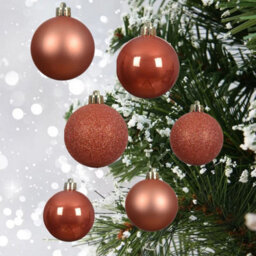 Decoris 30 Orange Baubles Christmas Tree Decorations Spiced Pumpkin Hanging Ornaments - thumbnail 1