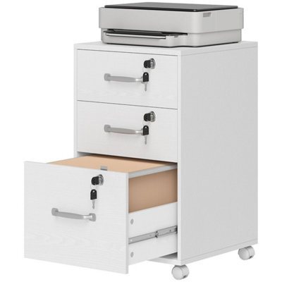 White Mobile Filing Cabinet With 3 Drawers And Wheels, Under Desk File Cabinet - image 1
