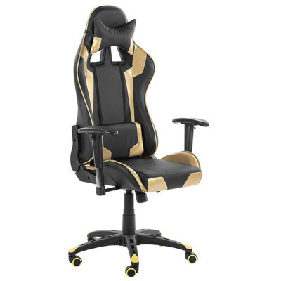 Beliani Gaming Chair Knight Faux Leather Gold - image 1