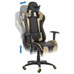 Beliani Gaming Chair Knight Faux Leather Gold - thumbnail 6