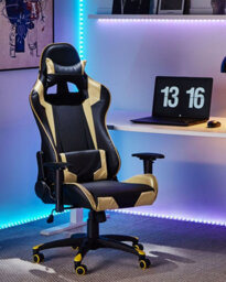 Beliani Gaming Chair Knight Faux Leather Gold - thumbnail 2