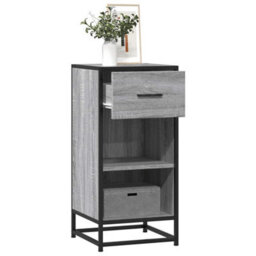 Berkfield Sideboard Grey Sonoma 35.5X35X76 Cm Engineered Wood And Metal - thumbnail 1