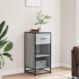 Berkfield Sideboard Grey Sonoma 35.5X35X76 Cm Engineered Wood And Metal - thumbnail 3