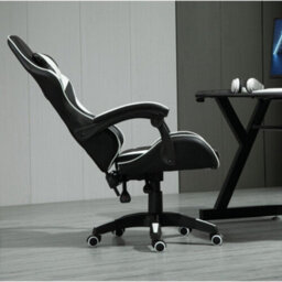 (White) Swivel Gaming Chair Faux Leather Desk Tilt Chair A - thumbnail 2