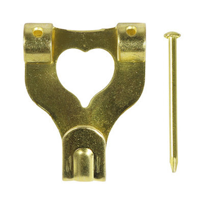Timco - Picture Hanging Hooks - Double - Electro Brass (Size No.3 Double - 4 Pieces) - image 1