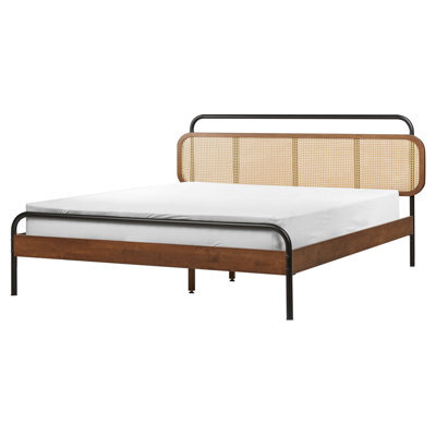 Beliani Bed Rattan Boussicourt 160 X 200 Cm (Eu King Size) Dark Brown - image 1