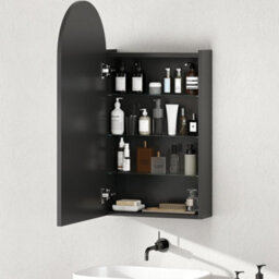 Homcom Bathroom Mirror Cabinet With Adjustable Glass Shelves, Black - thumbnail 7