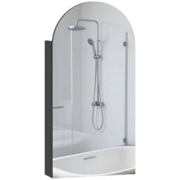 Homcom Bathroom Mirror Cabinet With Adjustable Glass Shelves, Black - thumbnail 2