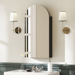 Homcom Bathroom Mirror Cabinet With Adjustable Glass Shelves, Black - thumbnail 8