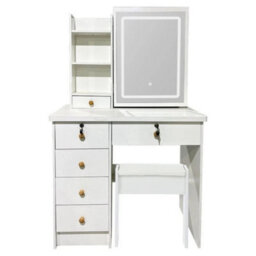 Dressing Table Vanity Makeup Desk Set With Led Mirror And Stool 5 Drawers - thumbnail 5