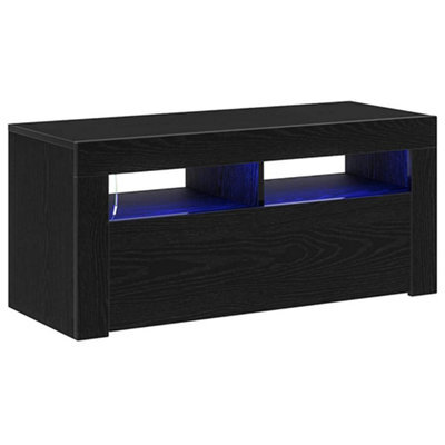 Berkfield Modern Tv Cabinet With Led Black Oak 90X35X40 Cm Engineered Wood - image 1