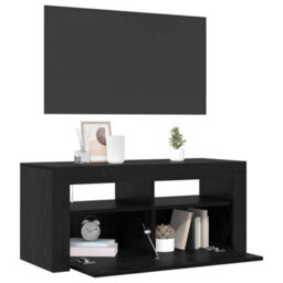 Berkfield Modern Tv Cabinet With Led Black Oak 90X35X40 Cm Engineered Wood - thumbnail 3