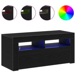 Berkfield Modern Tv Cabinet With Led Black Oak 90X35X40 Cm Engineered Wood - thumbnail 4