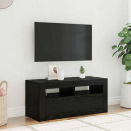 Berkfield Modern Tv Cabinet With Led Black Oak 90X35X40 Cm Engineered Wood - thumbnail 2