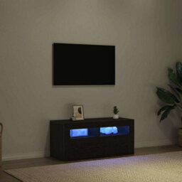 Berkfield Modern Tv Cabinet With Led Black Oak 90X35X40 Cm Engineered Wood - thumbnail 5