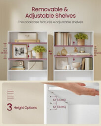 Vasagle Bookcase, 6-Tier Bookshelf, Open Storage Shelf, Shelving Unit, 24 X 80 X 160.7 Cm,cloud White - thumbnail 4