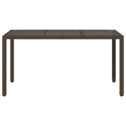 Walplus Garden Table With Glass Top Brown 150X90X75 Cm Poly Rattan - thumbnail 4