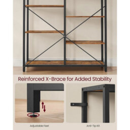 5-Tier Rustic Industrial Bookcase For Stylish Home & Office Storage - thumbnail 4