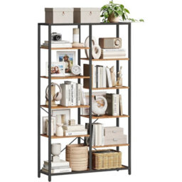 5-Tier Rustic Industrial Bookcase For Stylish Home & Office Storage - thumbnail 1