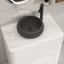 Royal Bathrooms Venice 700mm Gloss White Freestanding Bathroom Countertop Vanity Unit 2 Drawer With Milan Black Basin - thumbnail 6