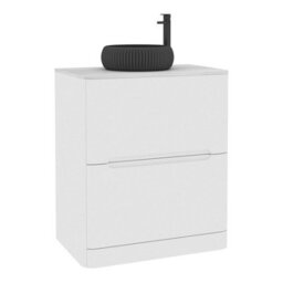 Royal Bathrooms Venice 700mm Gloss White Freestanding Bathroom Countertop Vanity Unit 2 Drawer With Milan Black Basin - thumbnail 7