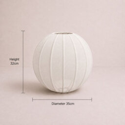 CGC Interiors Cgc Anica White Round Globe Stretched Fine Cotton Fabric Lampshade - thumbnail 6